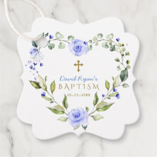 Etiquetas Para Lembrancinhas Flores Azuis Elegantes Flores Douradas Cruzadas Ba