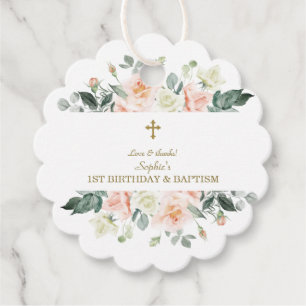 Etiquetas Para Lembrancinhas Flores Brancas Douradas primeiro aniversario Batis