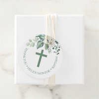 Flores Brancas Eucalyptus Baptism Obrigado