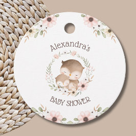 Etiquetas Para Lembrancinhas Flores Cor-de-rosa Bonitas Chá De Bebê Coruja Obri