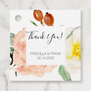 Etiquetas Para Lembrancinhas Flores de creme corais da aguarela que Wedding o
