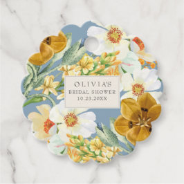 Etiquetas Para Lembrancinhas Flores de jardim azul empoeirado Chá de noiva da p