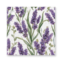 Flores de Lavanda Roxa Botânica Aquarela