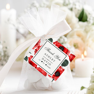 Etiquetas Para Lembrancinhas Flores de Papoula Vermelha Agradecimento Floral Ca