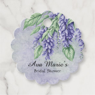 Etiquetas Para Lembrancinhas Flores de Wisteria Lavanda Mármore Chuveiro de Noi
