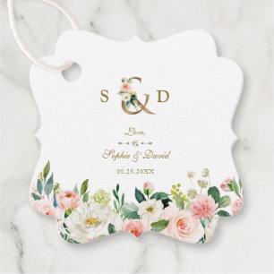 Etiquetas Para Lembrancinhas Flores Douradas de Ampersand, cor-de-rosa, Flores-