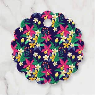 Etiquetas Para Lembrancinhas Flores Exóticas Coloridas Folhas Padrão-23021