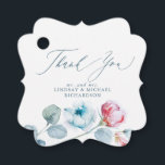 Etiquetas Para Lembrancinhas Flores Rosa Azul Empoeirado Elegante Agradecimento<br><div class="desc">Etiquetas de lembrança de casamento florais rosa e azul empoeirado</div>