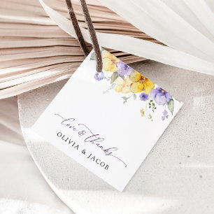 Etiquetas Para Lembrancinhas Flores Roxas, Flores Amarelas, Verdura, Casamento