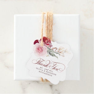 Etiquetas Para Lembrancinhas Flores Vermelhas Borgonha Elegante Boho Obrigado