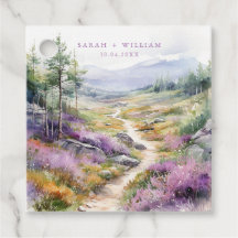 Flores violetas românticas Casamento Favor Etiquet