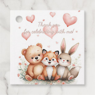 Etiquetas Para Lembrancinhas Floresta Urso Raposa Coelho Corações Pastel Menina