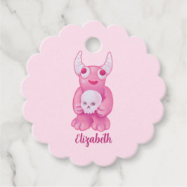 Etiquetas Para Lembrancinhas Fofo-branco Demônio rosa-rosa, Gótico de Pastel, n