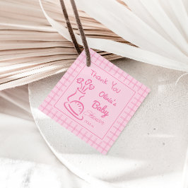 Etiquetas Para Lembrancinhas Folha cor-de-rosa com pão Floral Vase Bebê Chá