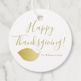 Etiquetas Para Lembrancinhas Folha de outono Elegante e Dourada - Ação de Graça