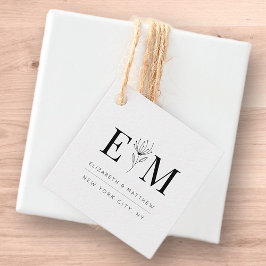 Etiquetas Para Lembrancinhas Folhagem de Monograma Moderno Chic Elegante de Cas
