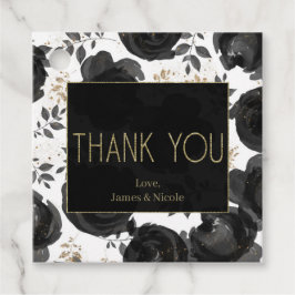 Etiquetas Para Lembrancinhas Folhas de Glam Floral Ouro Negro Casamento