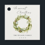 Etiquetas Para Lembrancinhas Foliage Green Winter Wreath Merriest Christmas<br><div class="desc">Se precisar de mais alguma personalização,  por favor,  sinta-se à vontade para me enviar uma mensagem em yellowfebstudio@gmail.com.</div>