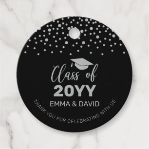 Etiquetas Para Lembrancinhas Foto da Festa de Formatura Confete Preto Prata