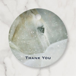 Etiquetas Para Lembrancinhas Foto de um belo Cavalo Branco no inverno