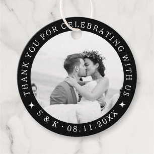 Etiquetas Para Lembrancinhas Foto do Casamento Personalizado Preto e Branco Obr