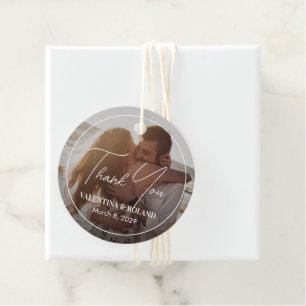 Etiquetas Para Lembrancinhas Foto Preto e Branco Chic Casamento Moderno