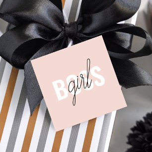 Etiquetas Para Lembrancinhas Frase do Chefe da Garota Rosa do Pastel Moderno