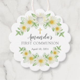 Etiquetas Para Lembrancinhas Fresca Daisy Floral, Primeira Sagrada Comunhão de