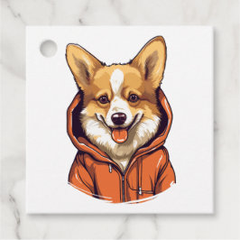 Etiquetas Para Lembrancinhas Funny Corgi Vestindo Hoodie