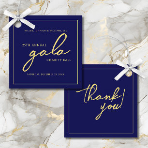 Etiquetas Para Lembrancinhas Gala Event Charity Fundraiser Elegante Azul Dourad