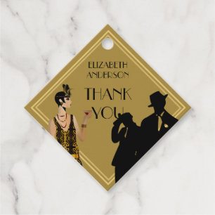 Etiquetas Para Lembrancinhas Gângster Moll anos 20 Flapper Festa Gatsby PretoOu