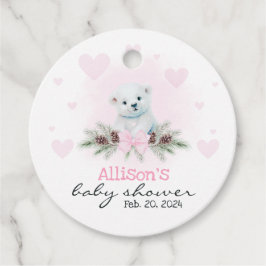 Etiquetas Para Lembrancinhas Garota do Urso Polar Rosa Cora Corações Chá de fra