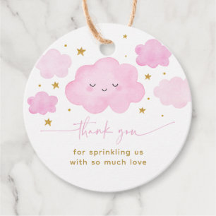 Etiquetas Para Lembrancinhas Garota Rosa Nuvem Stars Bebê borrifado Tags de Fav