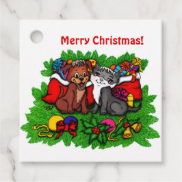 Etiquetas Para Lembrancinhas Gatinho e puppy, XMas feliz