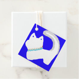 Etiquetas Para Lembrancinhas Gato branco fofo de Hanukkah e menorá