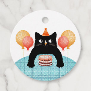 Etiquetas Para Lembrancinhas Gato de aniversário e balões