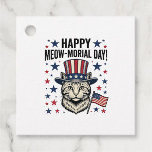 Etiquetas Para Lembrancinhas Gato Patriótico Dia Meow-morial Vintage Vector Des