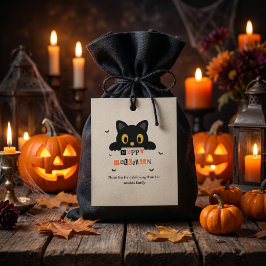 Etiquetas Para Lembrancinhas Gato Preto Fofo de Halloween