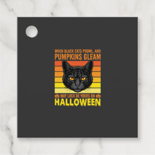Etiquetas Para Lembrancinhas Gato Preto Gráfico de Abóbora Vintage de Halloween