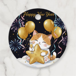 Etiquetas Para Lembrancinhas Gato Xadrez Festivo Celebrando o Ano Novo com Fogo