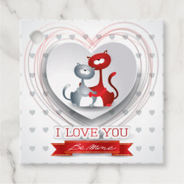 Etiquetas Para Lembrancinhas Gatos Apaixonados com Coração