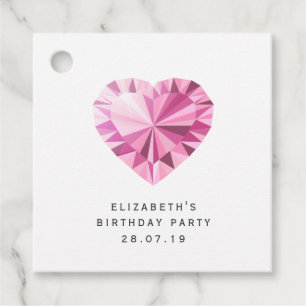 Etiquetas Para Lembrancinhas Gema de Diamante Rosa com Couro Falso de Luxo