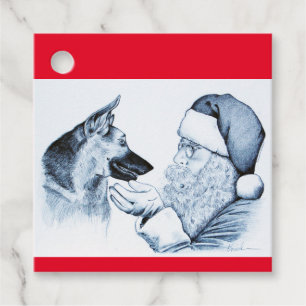Etiquetas Para Lembrancinhas German shepherd e Papai Noel