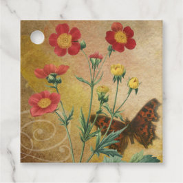 Etiquetas Para Lembrancinhas Geum Vermelho Rústico Floral & Borboleta