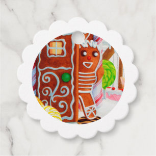 Etiquetas Para Lembrancinhas GINGERBREAD MAN Scalloped Gift Tags