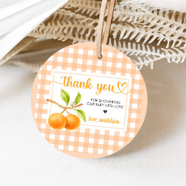 Etiquetas Para Lembrancinhas Gingham Orange Baby Shower