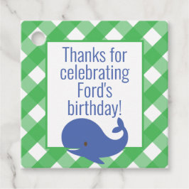 Etiquetas Para Lembrancinhas Gingham Whale Personalizado para Presente ou Etiqu