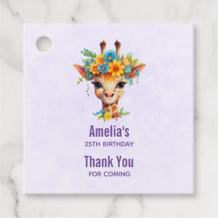 Etiquetas Para Lembrancinhas Girafa Bonita com Coroa Floral