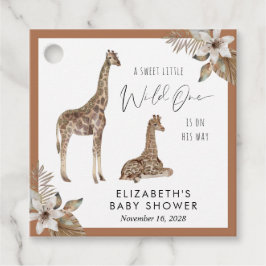 Etiquetas Para Lembrancinhas Girafas Boho Watercolor Chá de fraldas Obrigado