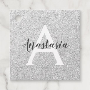 Etiquetas Para Lembrancinhas Girar Glam Silver Glitter Desencadeia Nome do Mono